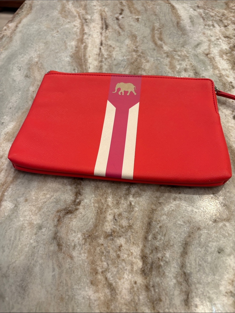 Elephant Logo Red Zip Pouch for women